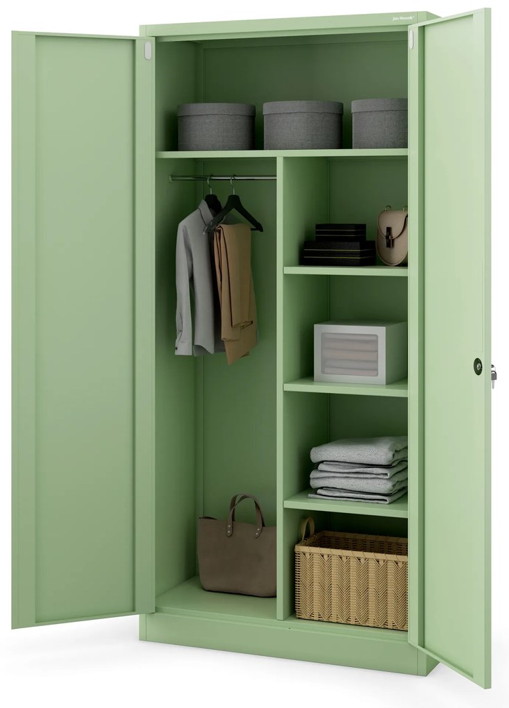 Szafa gospodarcza zamykana DAWID, 900 x 1850 x 450 mm, Fresh Style: pastelowy zielony