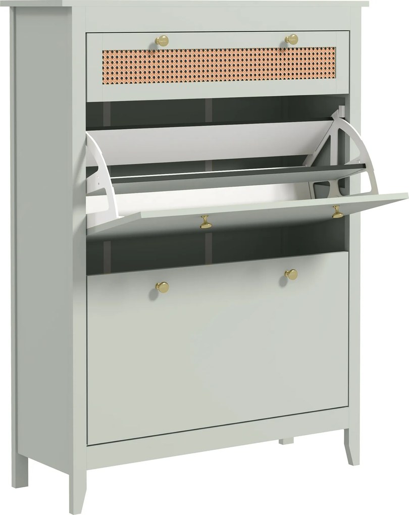 HOMCOM Szafka na 12 par butów z 1 wysuwaną szufladą, 2 klapowanymi szufladami, Komoda na buty, 88 x 30 x 120 cm, Zielony