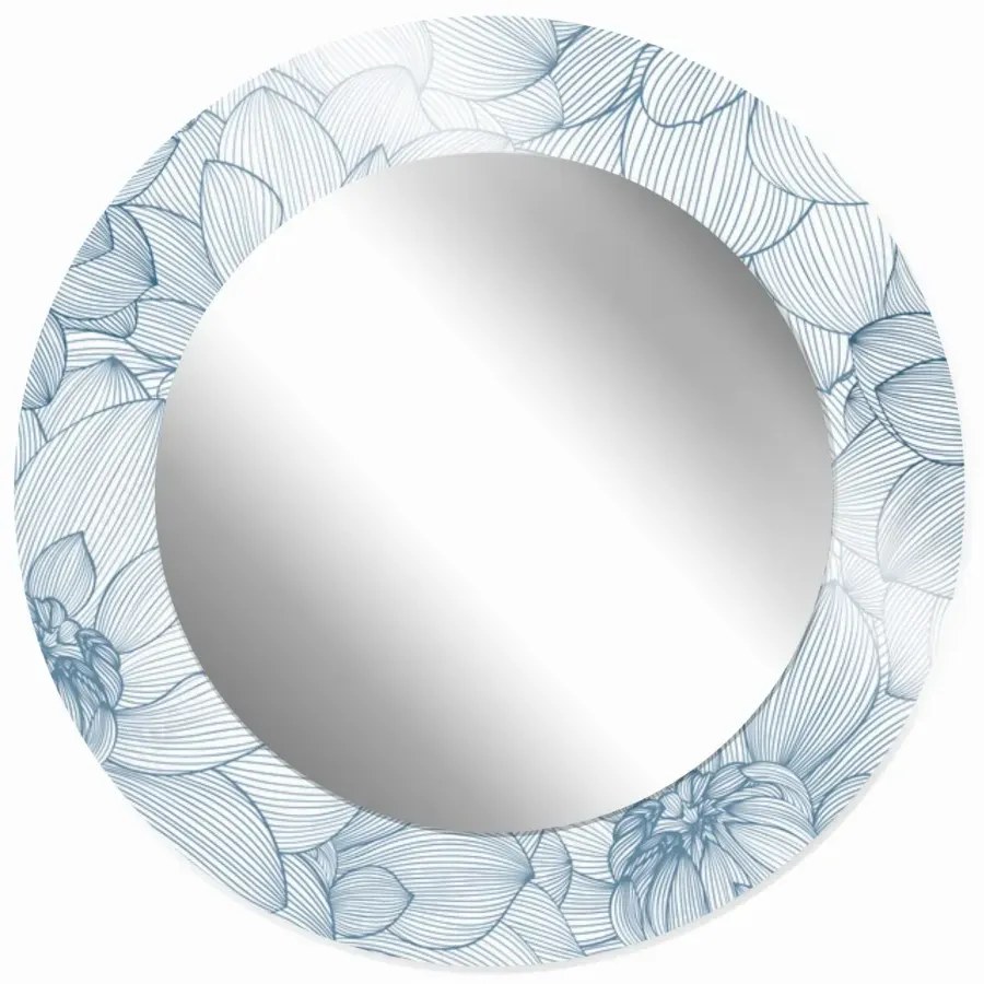 Lustro okrągłe MORENA FLOWERS 100cm niebieskie BALTICA DESIGN