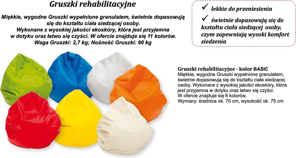Gruszka rehabilitacyjna, granulatowa Basic, ekoskóra