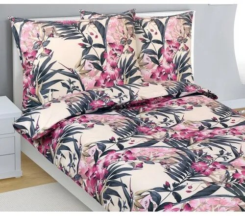 Bellatex Pościel bawełniana Amarylka różowy, 140 x200 cm, 70 x 90 cm
