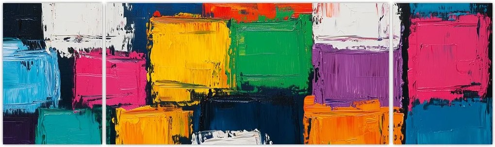 Obraz - Obraz z kolorowymi kwadratami (170x50 cm)
