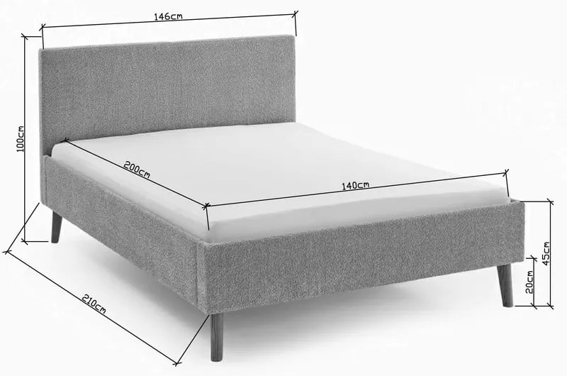 Białe/kremowe tapicerowane łóżko dwuosobowe bez stelaża 140x200 cm Leira – Meise Möbel