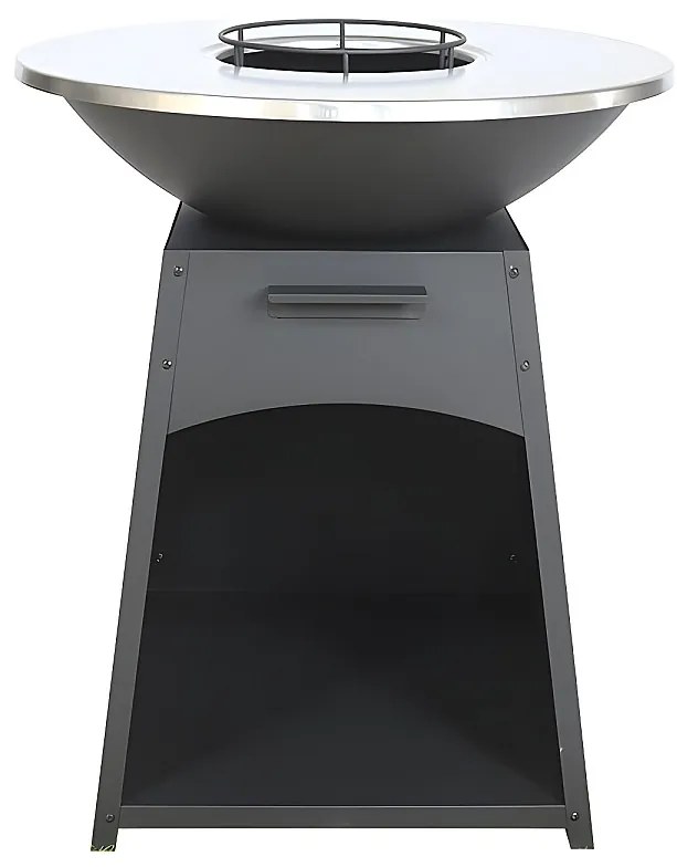 Grill z płytą i paleniskiem ze stali - szer. 81 x dł. 81 x wys. 96 cm - Czarny - CORVERA