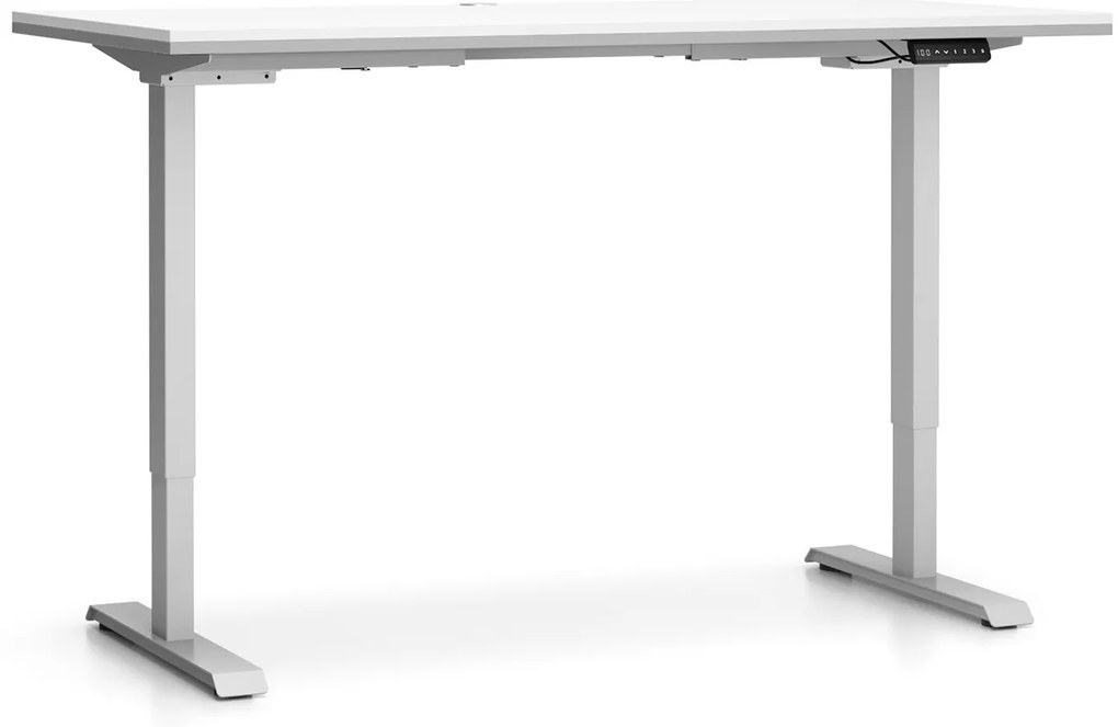 Biurko z regulacją wysokości SINGLE LAYERS, 160x80 cm, 2 silniki, biały/szary