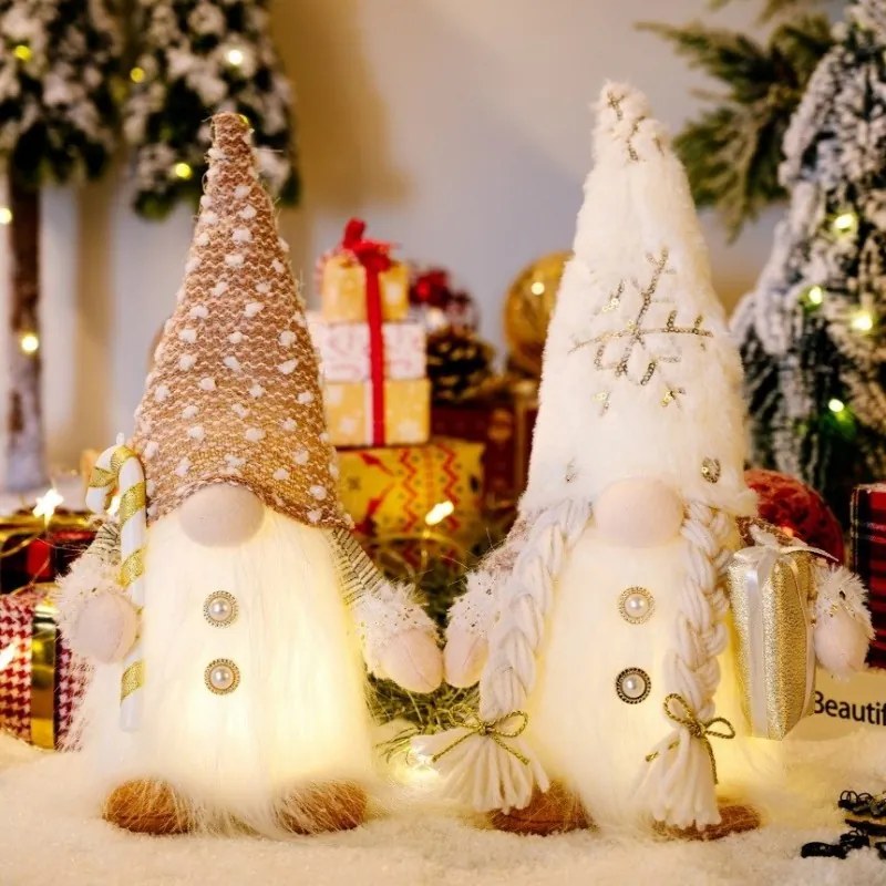 Świecący świąteczny skrzat JINGLE 30 cm - różne rodzaje Kolor: Biały
