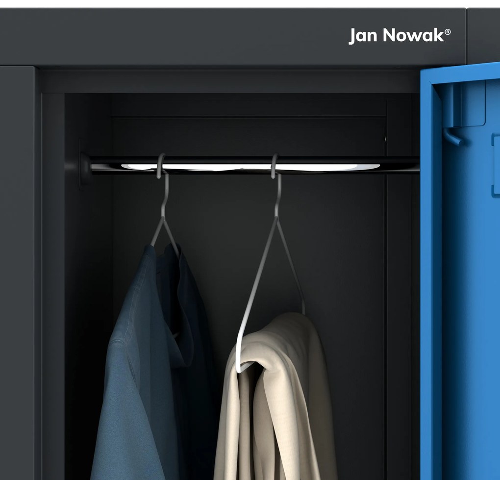 Szafka socjalna ubraniowa BHP antracytowo-niebieska: 6-drzwiowa IGOR 900 x 1850 x 450 mm