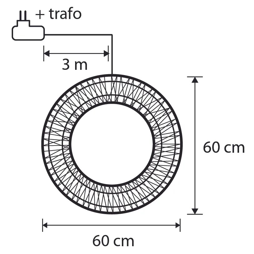 Świąteczna lampa wisząca wieniec srebrny 60 cm z LED IP44 - Nawa