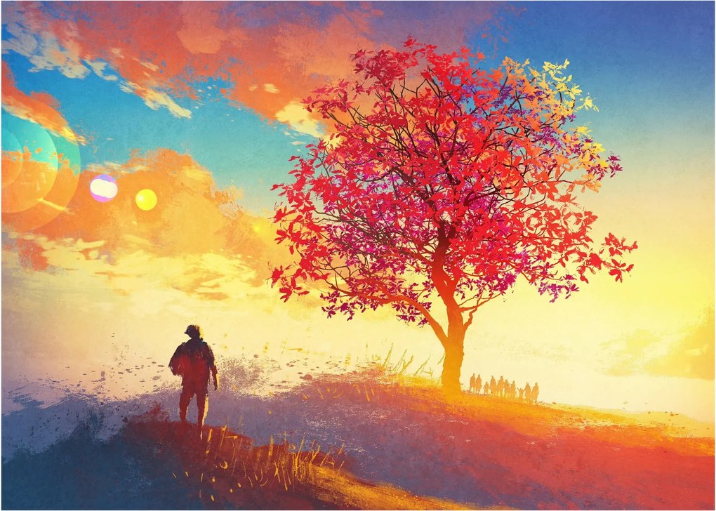 Obraz drzewa na wzgórzu (70x50 cm)