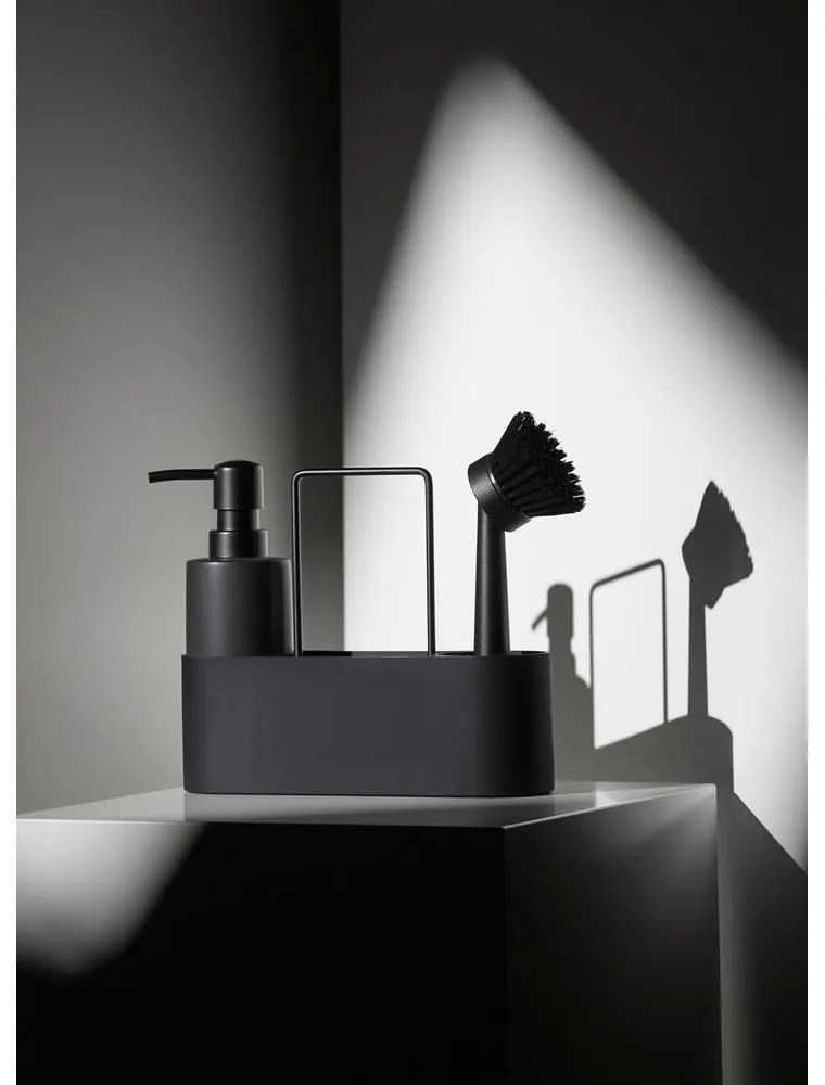 Czarny plastikowy/silikonowy stojak na akcesoria do mycia naczyń Singles – Zone