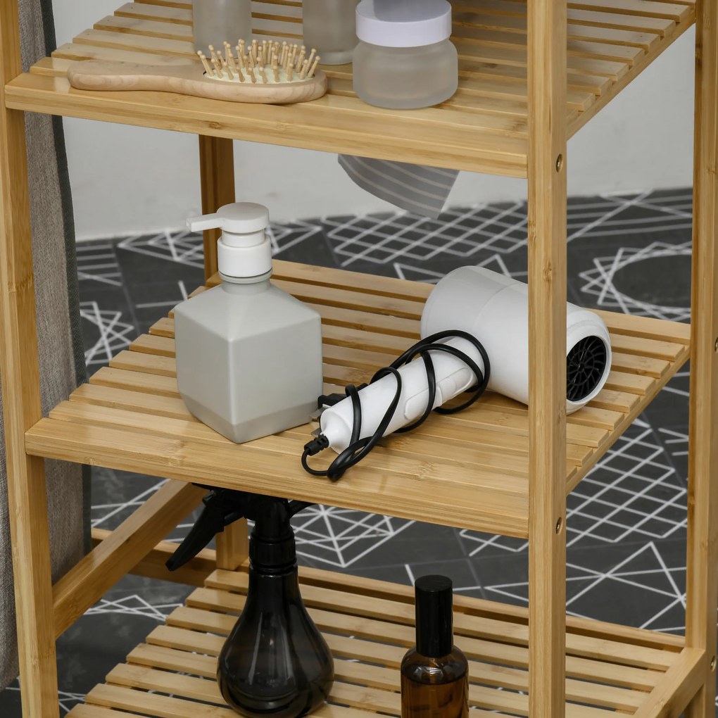 HOMCOM Segregator na pranie, multifunkcyjny, z deską do prasowania i workiem 57L, stelaż z bambusa, 113x34x82cm, naturalny/szary