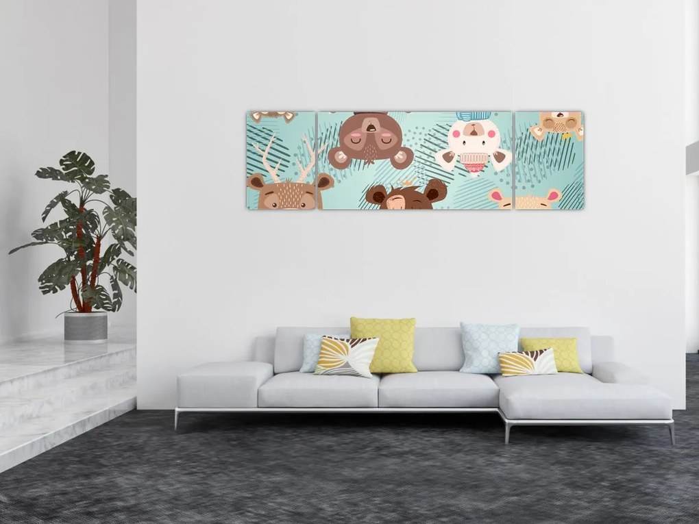 Obraz - Wesołe niedźwiadki (170x50 cm)