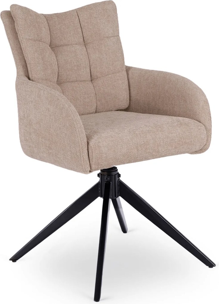 Krzesło Tapicerowane Obrotowe do Salonu JULY Beżowe Nowoczesne