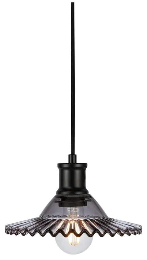 Czarna lampa wisząca ze szklanym kloszem ø 21,5 cm Novia – Markslöjd
