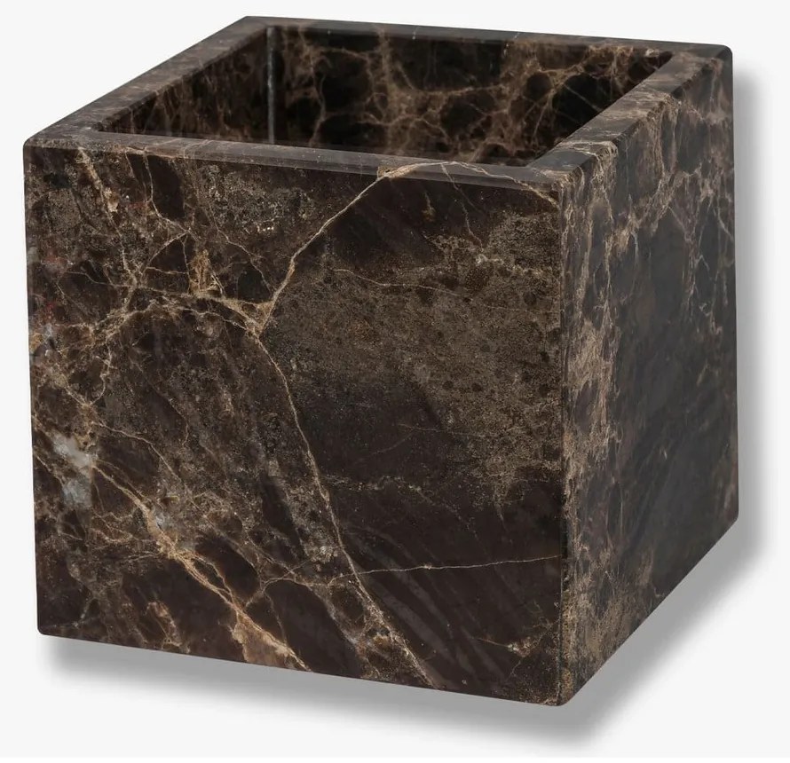 Ciemnobrązowy marmurowy organizer łazienkowy na waciki Marble – Mette Ditmer Denmark