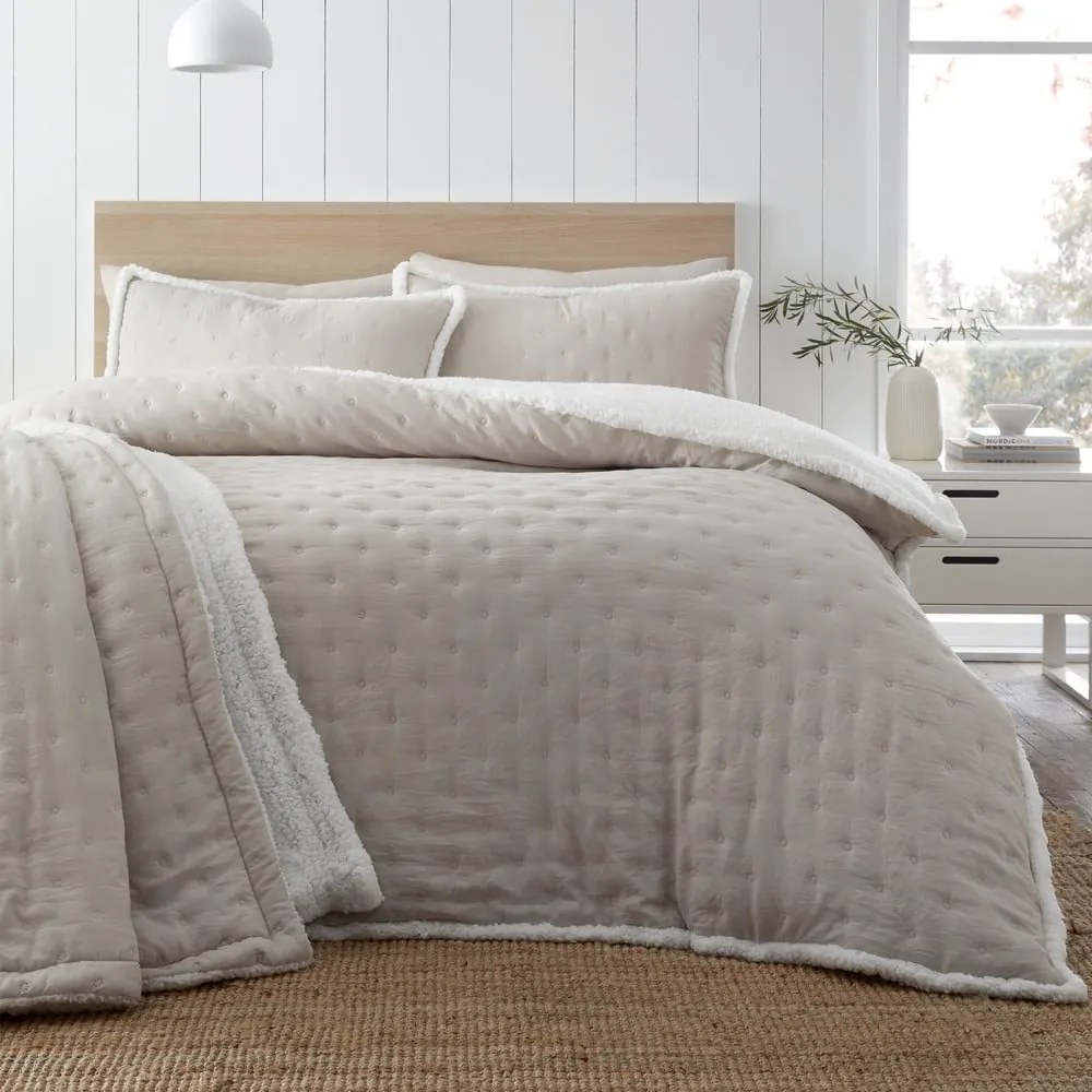 Kremowa pościel dwuosobowa z materiału sherpa 200x200 cm Cosy Nori – Catherine Lansfield