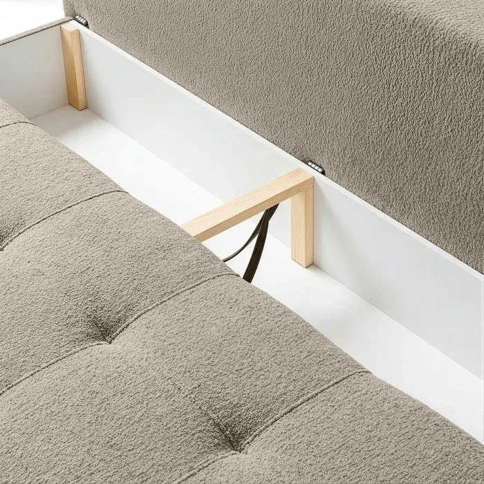 Sofa z Funkcją Spania MORANA Kremowa Boucle Nowoczesna
