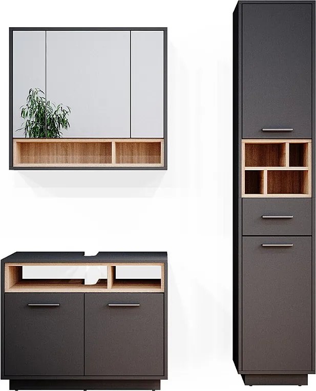 Zestaw mebli łazienkowych antracyt 80x40x64 beatrice