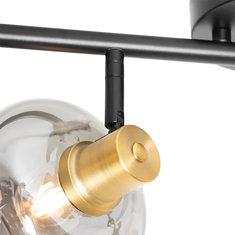 Inteligentny reflektor sufitowy czarny ze złotem i przydymionym szkłem 4-punktowy z 4 Wifi P45 - Zuzanna