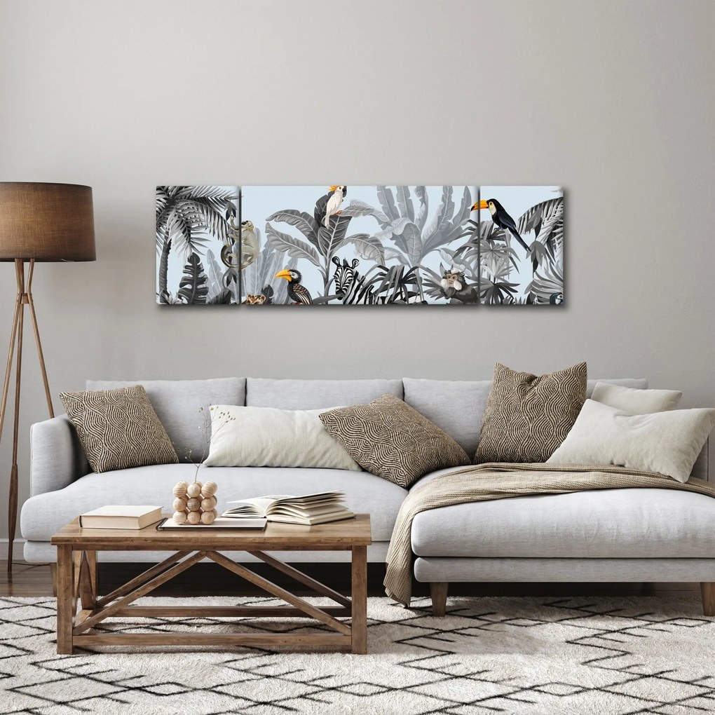 Obraz zwierząt w tropikalnym lesie (170x50 cm)