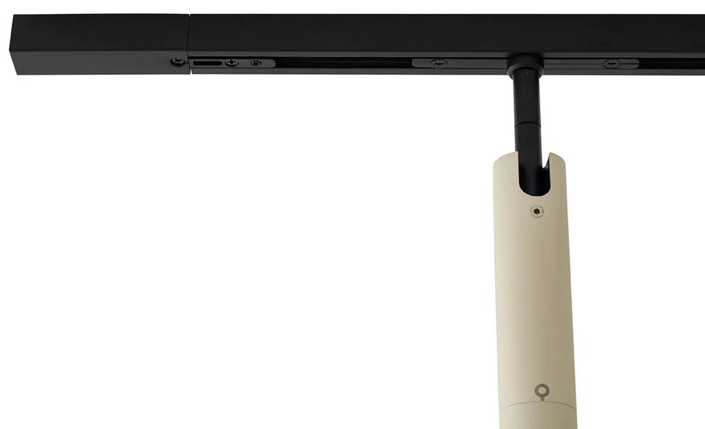 Nowoczesny system oświetlenia szynowego Slimline Uzzy z 6 reflektorami w kolorze beżowym i czarnym - 1-fazowy Nowoczesny Oswietlenie wewnetrzne