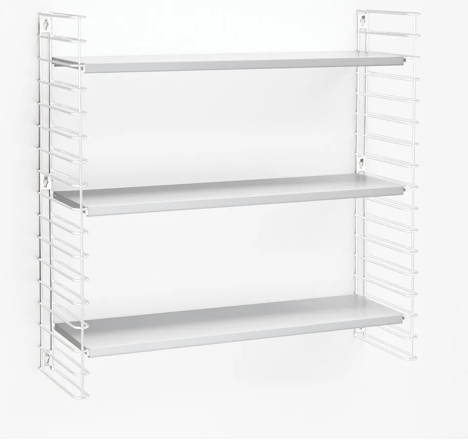 Półka 3-poziomowa z białymi elementami Metaltex Libro, dł. 70 cm