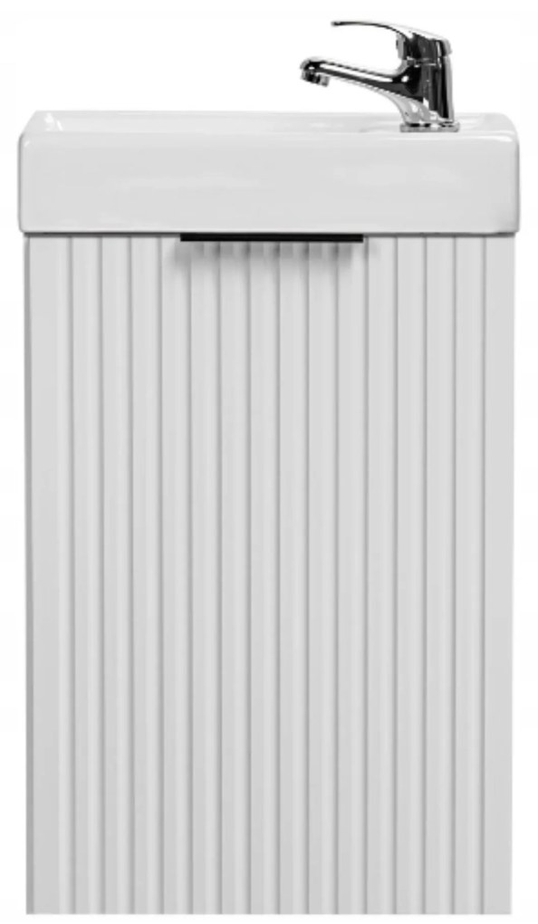 Szafka wisząca biała ryflowane fronty z białą umywalką 40 x 22 cm ASTROS White