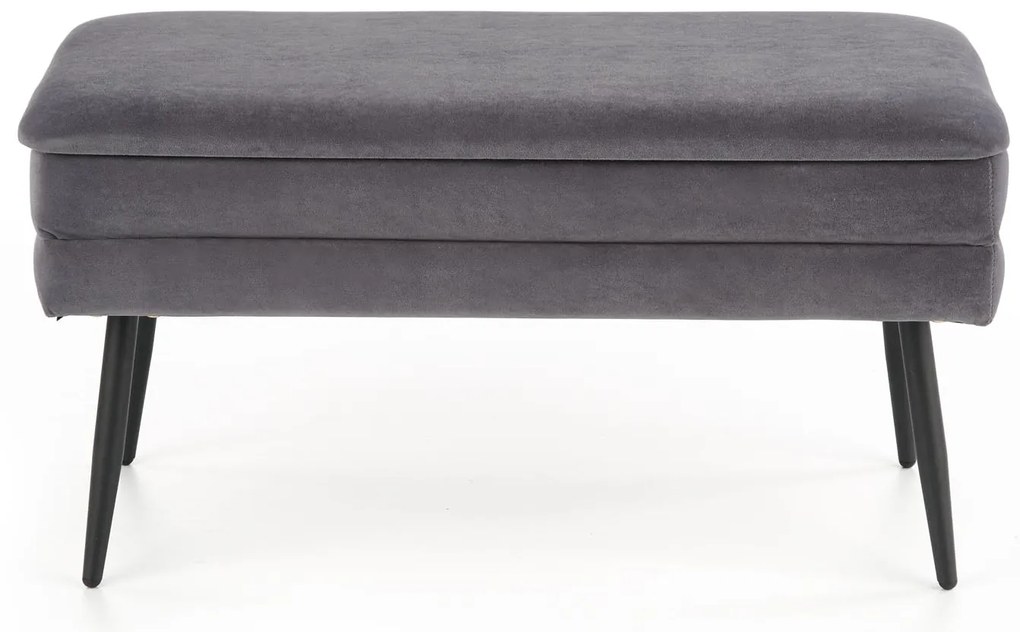 VELVA ławka tapicerowana z pojemnikiem szary velvet, czarny nowoczesna