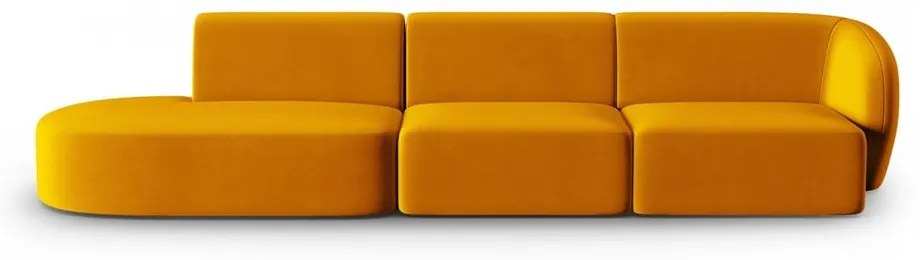 Musztardowa aksamitna sofa prawostronna 311 cm Paolo – Milo Casa