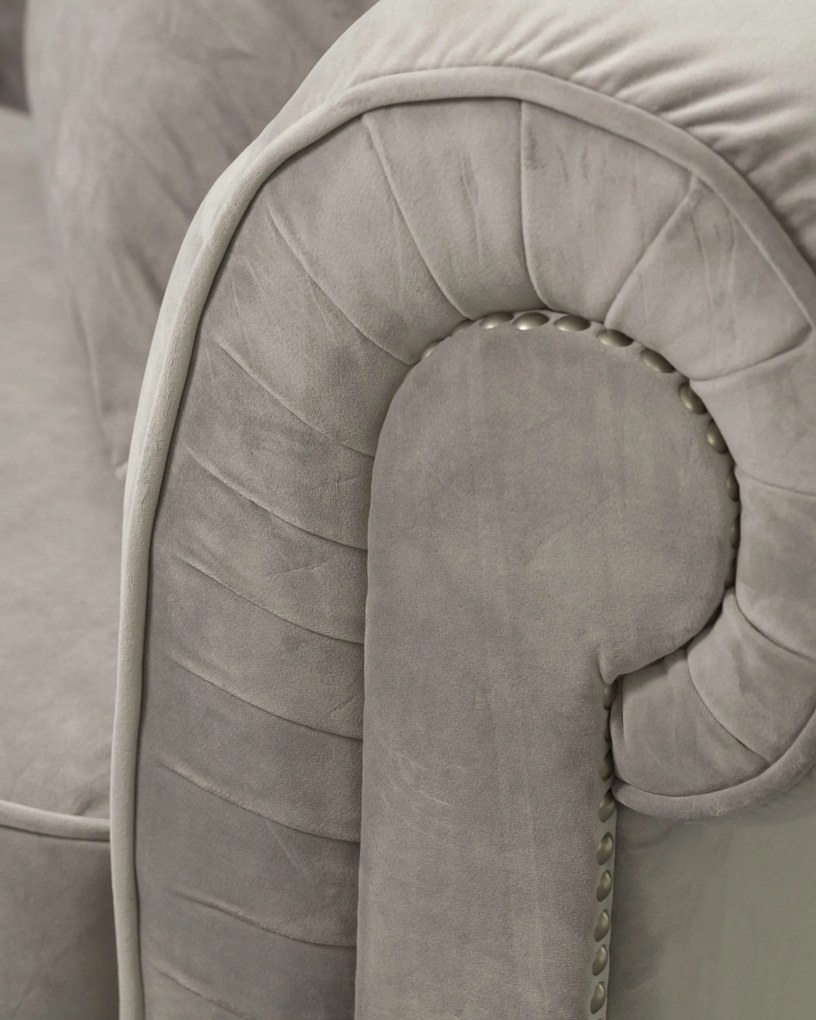 Fotel Chesterfield Classic Velvet Light Grey 118x96x77cm