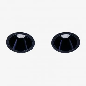 Pack 2 Wbudowanych Downlightów Led Z Okrągłymi Ramkami Ø7 Cm Do Użytku Zewnętrznego, Wykonanych Z Aluminium Luisiana Czarna & 8 W & 23º & Białe Zimne