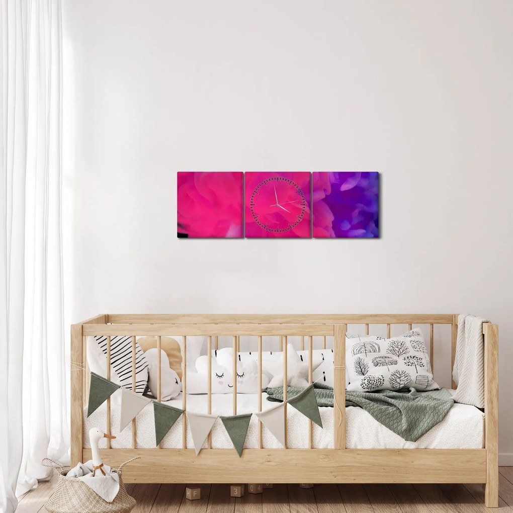 Obraz kolorowego dymu (z zegarem) (90x30 cm)