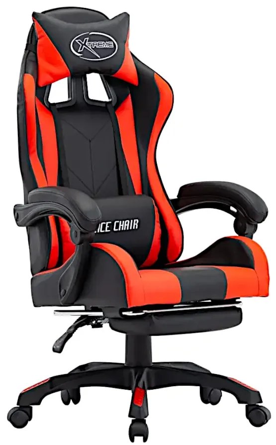 Czarno czerwone fotel gamingowy z podnóżkiem W2-S91