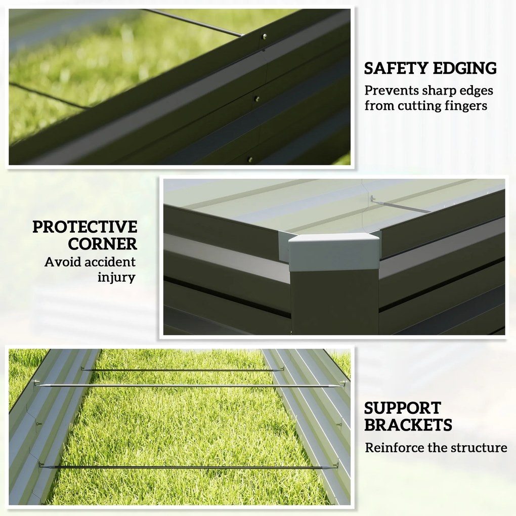 Outsunny Podwyższona grządka, grządka ogrodowa, grządka ziołowa, odporna na warunki atmosferyczne, otwarty spód, 240 x 60 x 30 cm, ciemnoszary | Aosom PL