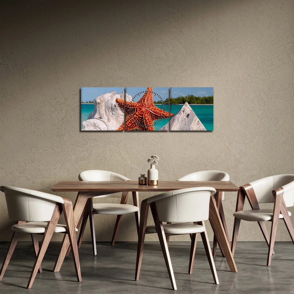 Obraz rozgwiazdy (z zegarem) (90x30 cm)