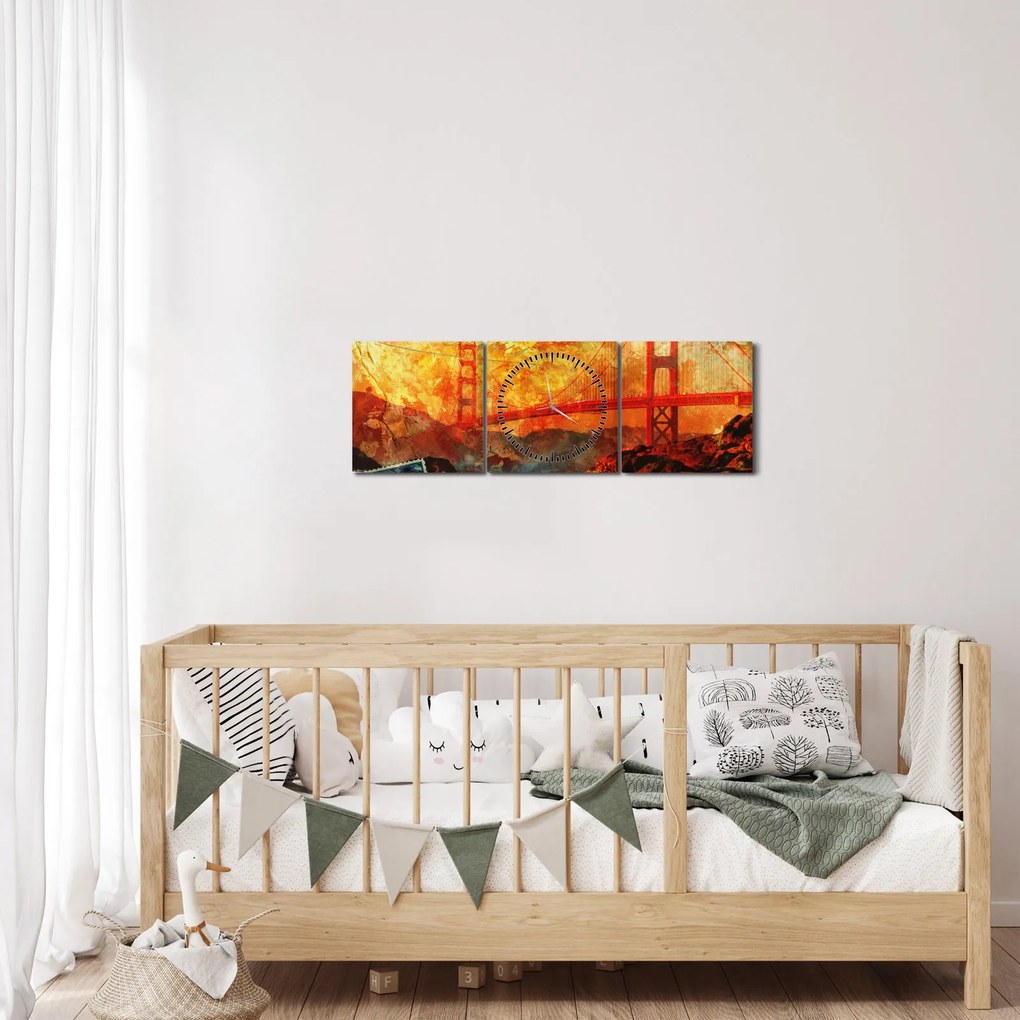 Obraz - Golden Gate, San Francisco, Kalifornia (z zegarem) (90x30 cm)