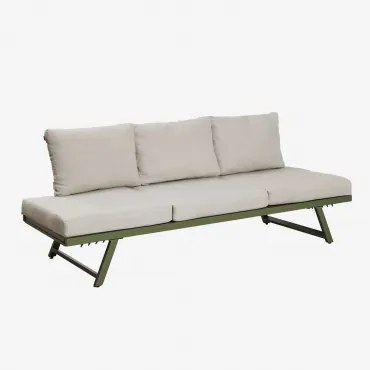 Rozkładana Sofa Ogrodowa Libanc, 3-osobowa Grey - Wojskowa Zieleń - Sklum