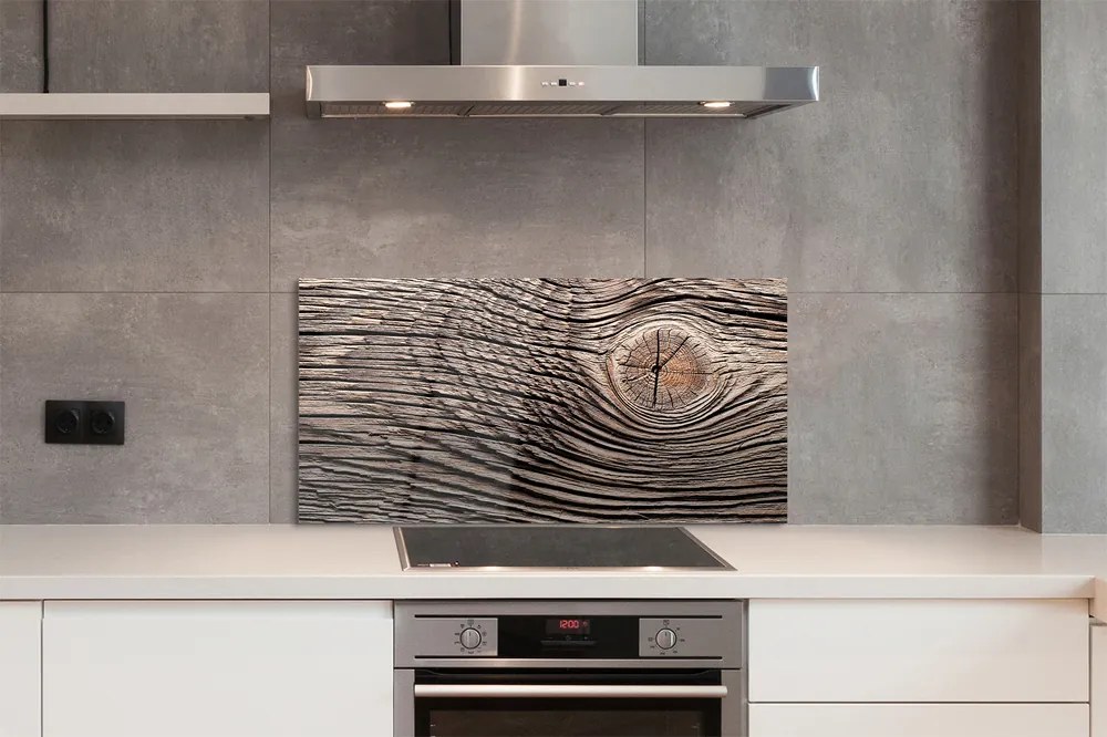 Panel szklany do Kuchni Słoje Drewna w Zbliżeniu