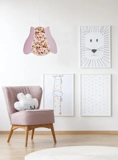 Różowa patchworkowa lampa wisząca - V167 P4-S09