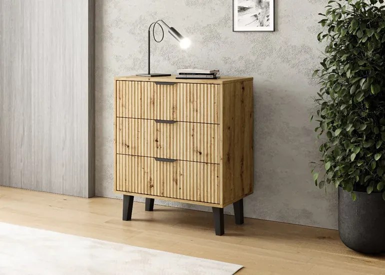 Komoda z 3 szufladami na nóżkach dąb artisan - Henex 4X