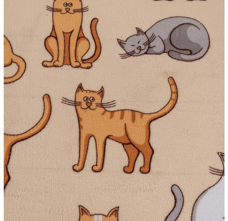 PrzytulneMieszkanie.pl Prześcieradło z mikropluszu COLORED CATS 90x200 cm kremowe