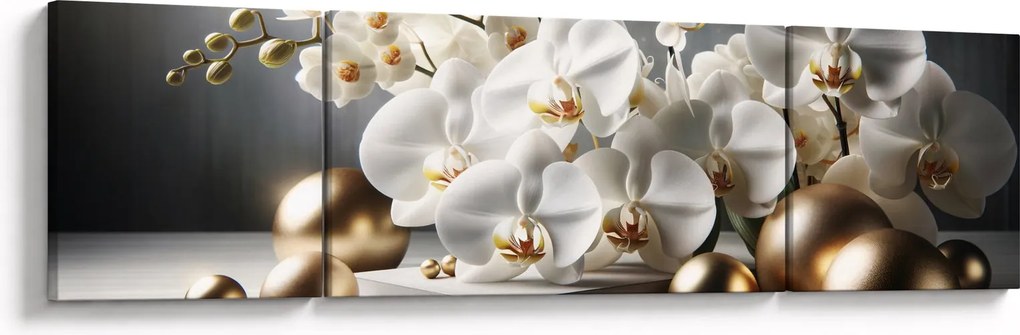 Obraz - Orchidea i złote kule (170x50 cm)
