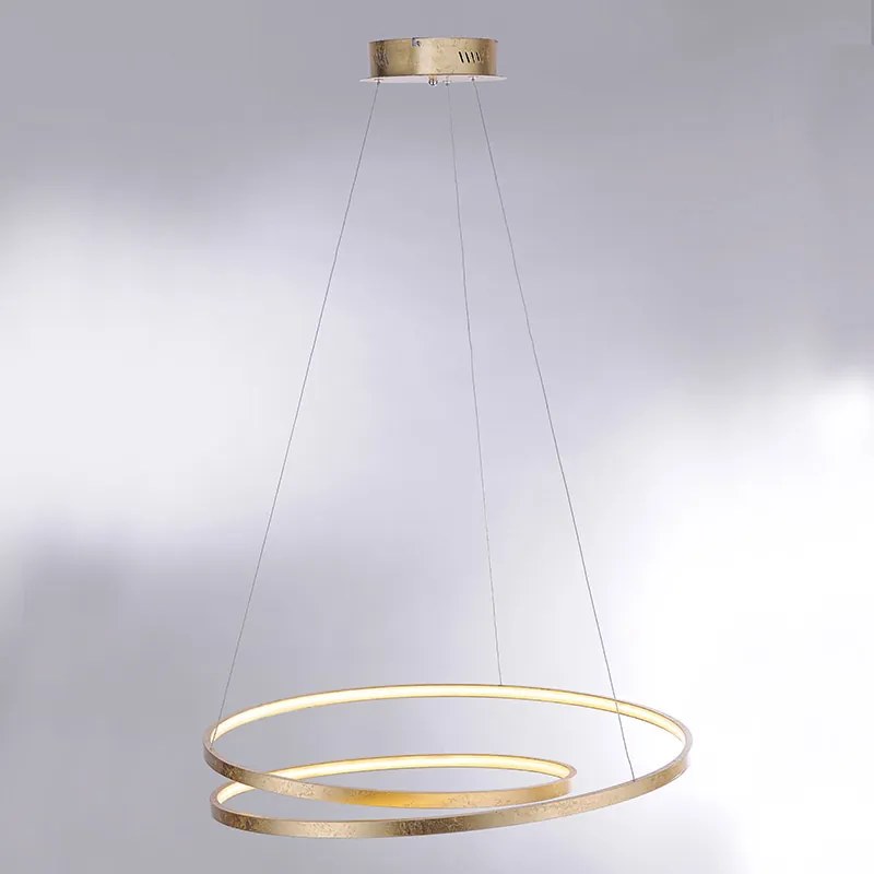 Designerska lampa wisząca złota 72 cm z wbudowanym ściemnianym LED - RowanDesignerski Oswietlenie wewnetrzne