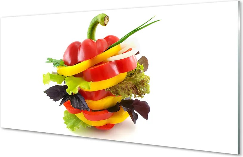 Szkło do Kuchni na Ścianę Duet Papryki i Sałaty