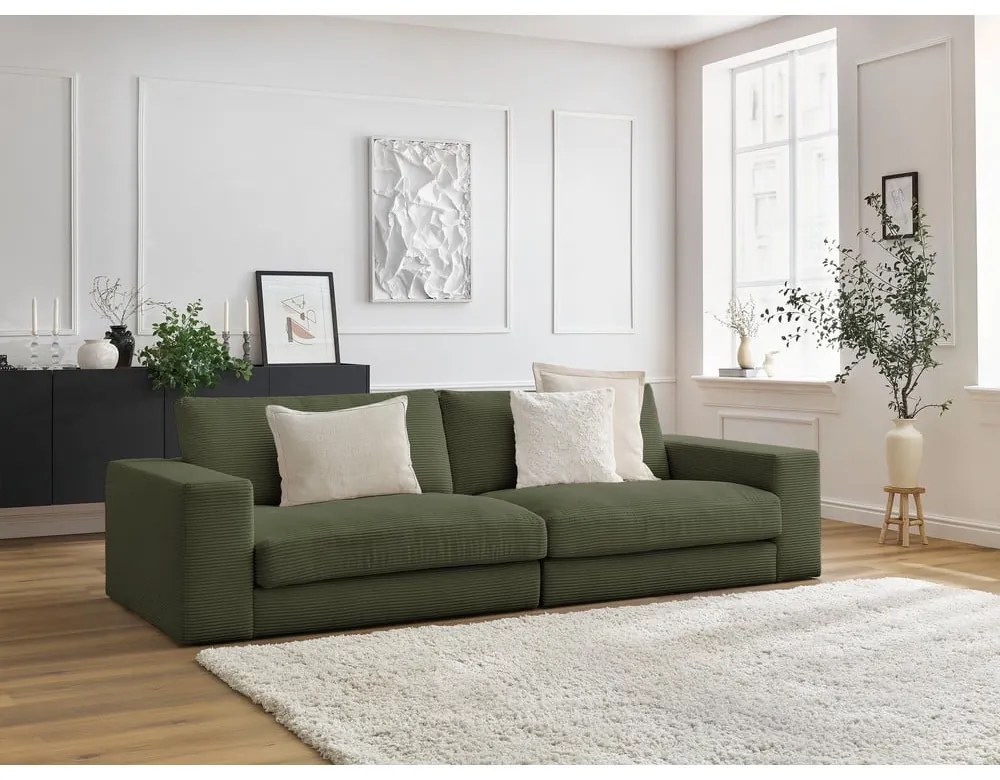 Zielona sztruksowa sofa 274 cm Leonard – Bobochic Paris