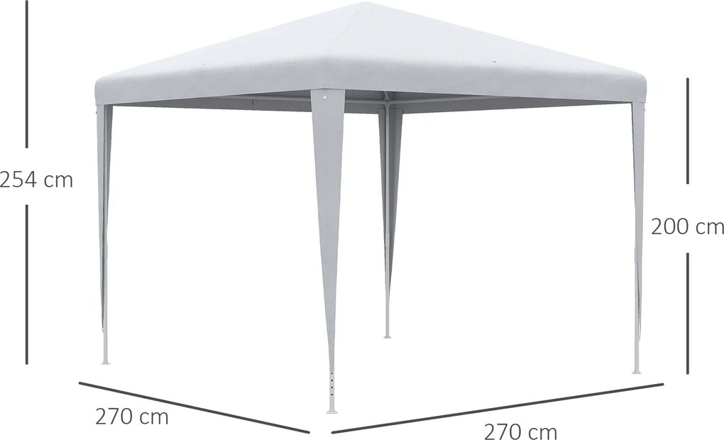 Outsunny Pawilon Ogrodowy Imprezowy Pawilon Pawilon Ogród Festiwalowy Namiot System Klikający 90 g/m² PE-Plachta Stal Biały 2,7 x 2,7 m