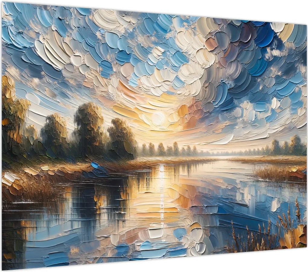 Obraz - Obraz słońca nad wodą (70x50 cm)