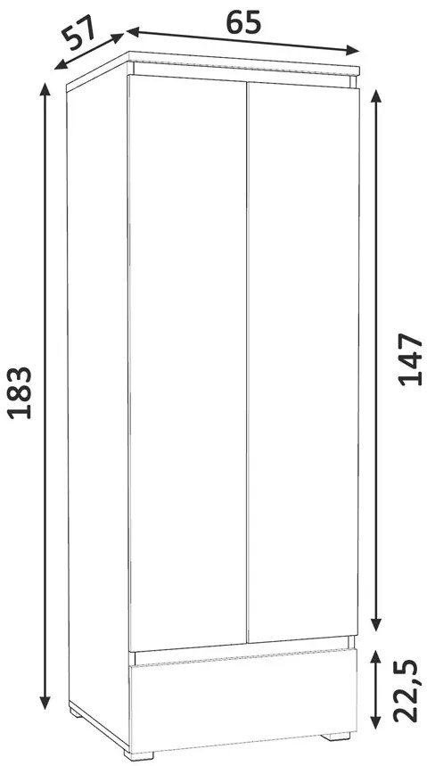 Szafa na nóżkach z szufladą i drążkiem dąb sonoma - Elsinor 8X