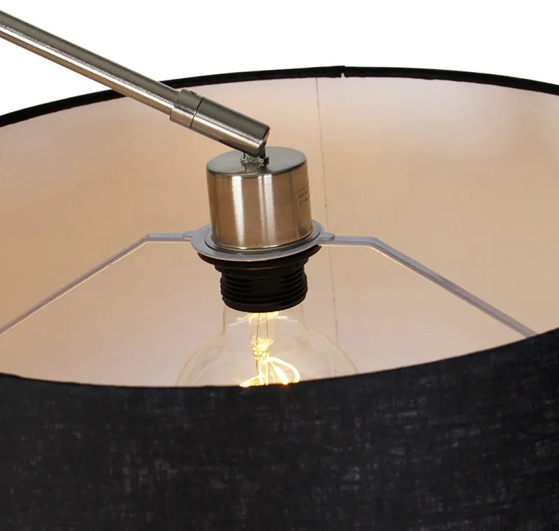 Nowoczesna lampa podłogowa stalowa z abażurem z czarnego lnu 45 cm - Editor Nowoczesny Oswietlenie wewnetrzne