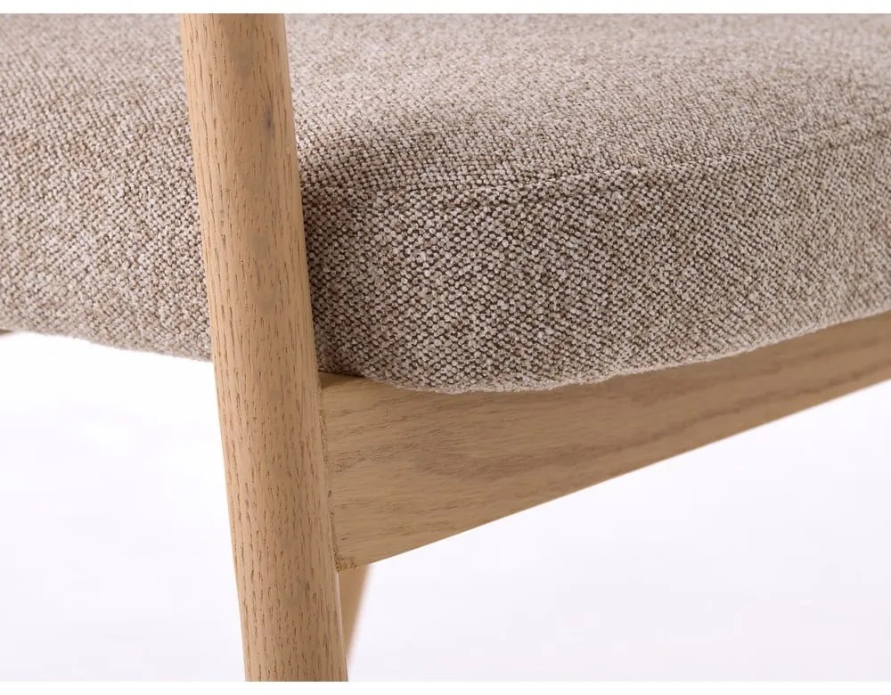 Beżowe fotele jadalniane zestaw z podłokietnikami 2 szt. z litego drewna dębowego Elk – Unique Furniture